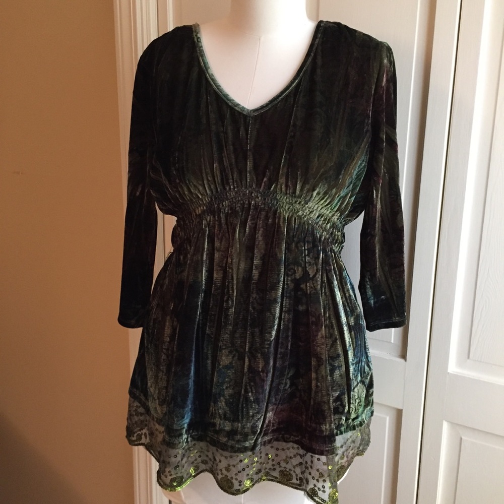Crushed Velvet Empire Waist Top